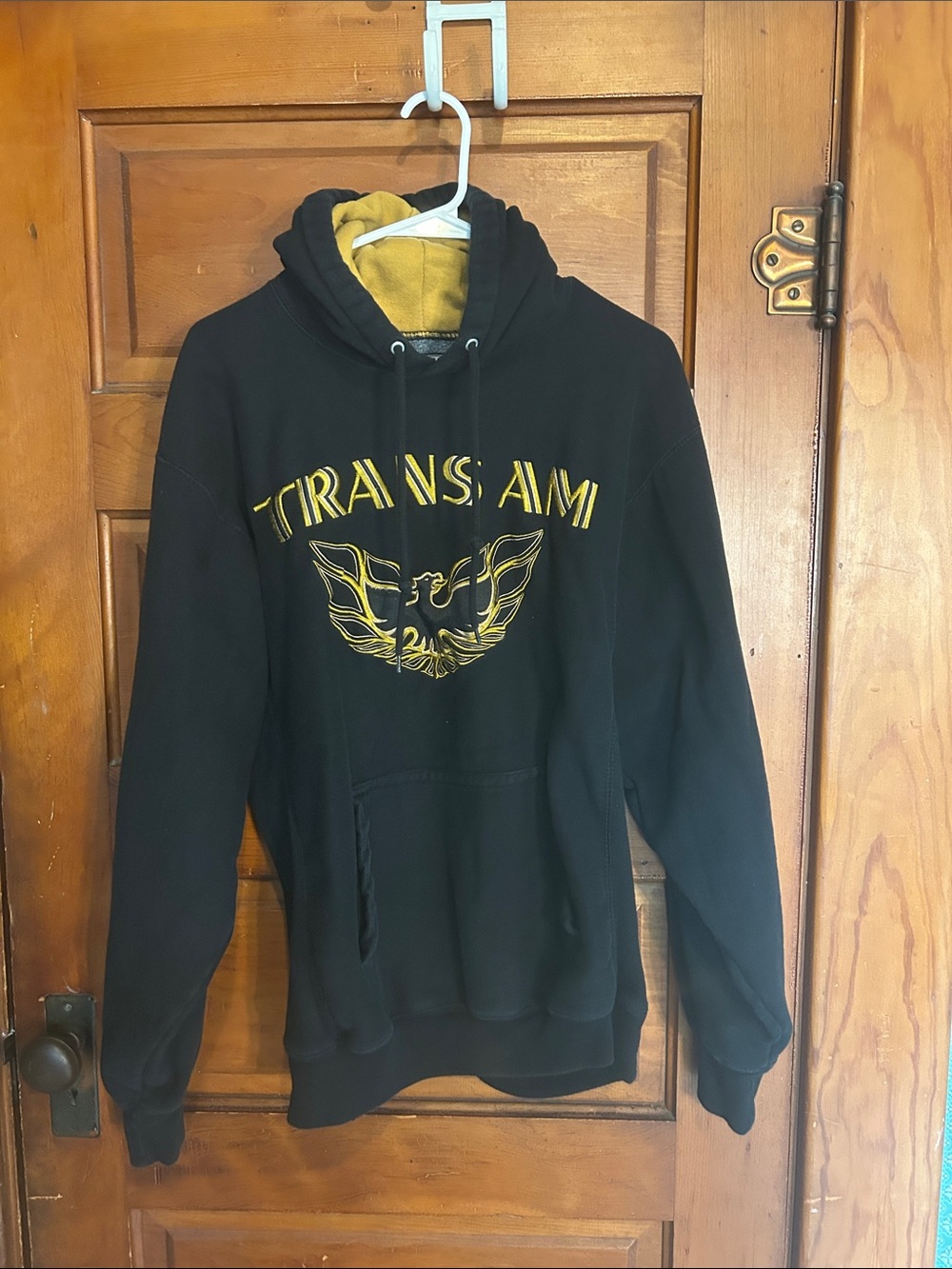 Vintage Steve & Barry's Black Pullover Hoodie with Gold TRANS AM Graphic